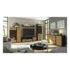 Set Living Luen 4 Piese, 307x39.5x196 h cm Pal Melaminat, Negru/Stejar Mauvella/Stejar Tegola