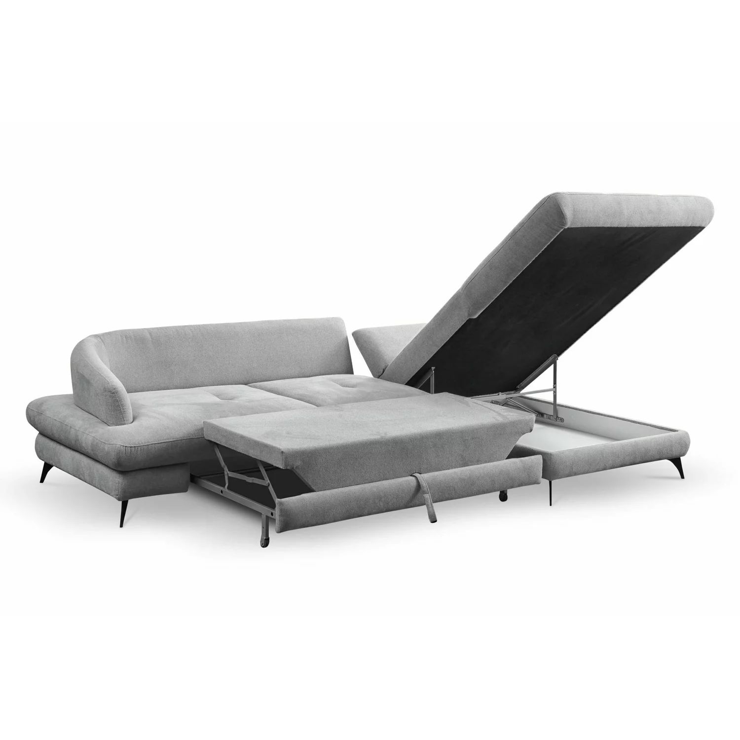 Coltar Extensibil Futuro, 292x180x72-85 h cm, Stofa, Gri - Kalenda
