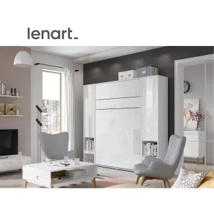 Lenart BED CONCEPT - Ansamblu Pat rabatabil de perete vertical cu mecanism pneumatic 180x200 si 2 dulapuri