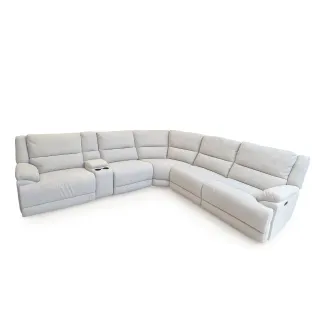 Coltar Fenton 55155M, 2 Reclinere Electrice, Suport Pahare si Bar, 339x306x102 h cm,  Stofa, Gri Ash