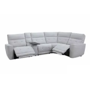 COLTAR KELVIN 71066TZ, 2 Reclinere Electrice, Masuta si Soundbar, 338x224x107 h cm,  Stofa, Gri Deschis