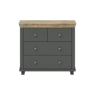 Comoda Evora 4 Sertare, 90x42x81 cm Verde/Stejar Lefkas