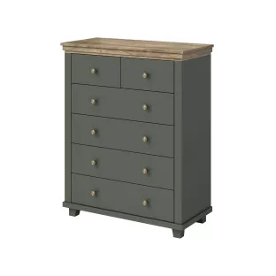 Comoda Evora 6 Sertare, 90x42x112.5 cm Verde/Stejar Lefkas