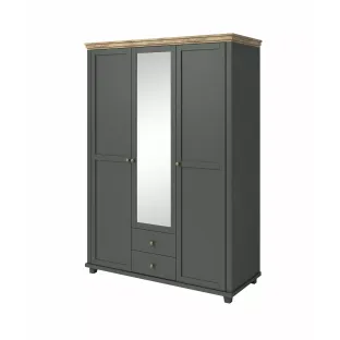Dulap Evora, 3 usi, Oglinda, 154x62x216 cm Verde/Stejar Lefkas