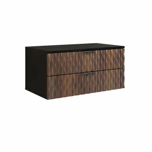Dulap pentru lavoar Enzo, 81x48x40 h cm, MDF, Negru Onyx/Nuc Catania