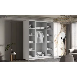 Dulap Sana 4 Usi, 200x60x216 cm, Alb/Auriu