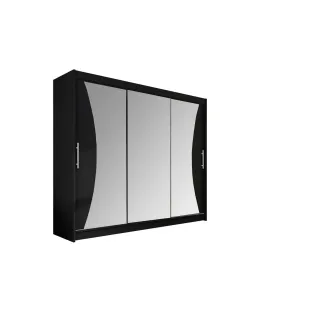 Dulap Usi Culisante Aston IV,  250x58x215 cm, Negru mat/Oglinda