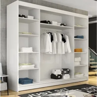 Dulap Usi Culisante Aston IV,  250x58x215 cm, Negru mat/Oglinda