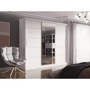 Dulap Usi Culisante Aston VI,  250x58x215 cm, Alb Mat