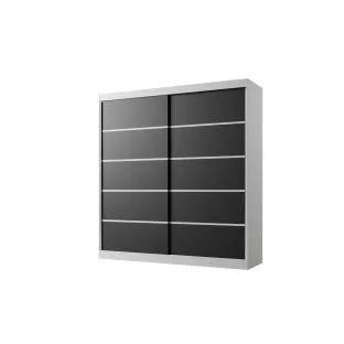 Dulap Usi Culisante Basti IV, 200x58x215 cm, Alb/Negru