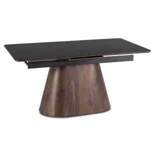 Masa Extensibila Liege, 160-200x90x76 h cm,  Blat Ceramic - Nuc/Negru