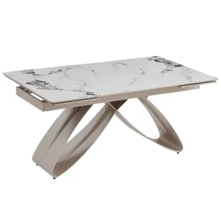 Masa Extensibila Lublin, 160-240-x90x77 cm, Metal/Ceramica, Casmir/Alb Marmura
