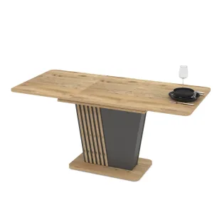 Masa Extensibila Luna, 120-160x75x75 cm, Pal Melaminat, Antracit/Stejar Rivoli