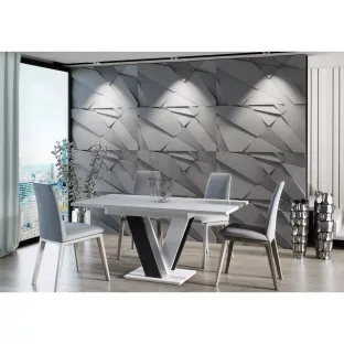 Masa Extensibila Madras, 120-160x80x75 cm, Alb/Negru Lucios