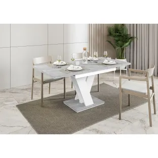 Masa Extensibila Madras, 120-160x80x75 cm, Gri Beton/Gri Beton/Alb