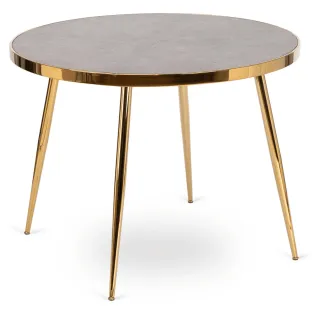 Masa Rotunda Togo, Ø100x75 h cm, Metal/Sticla, Auriu/Gri Marmura
