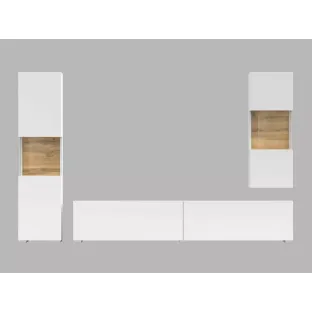 Mobila Living AVA, 216x30x140 cm, Alb/Stejar Artisan