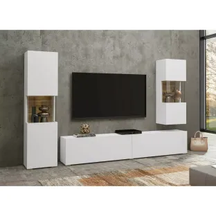 Mobila Living AVA, 216x30x140 cm, Alb/Stejar Artisan