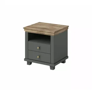 Noptiera Evora 2 Sertare, 52x42x54 cm Verde/Stejar Lefkas