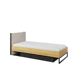 Pat Cu Sertar TEEN FLEX TF16 90x200, 96x215x91 h cm,  Silk Flou/Stejar Hikory