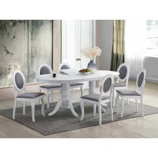 Set Masa Nice + 6 Scaune Benoni, 150-190x90x76 cm, Alb