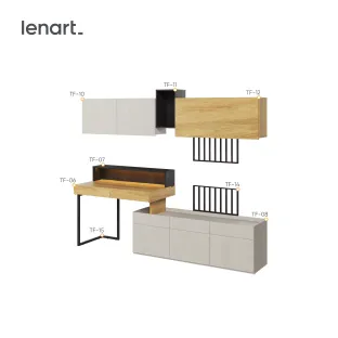 Set Mobilier pentru Copii, TEEN FLEX SET02, 239x61x193 h cm,  Silk Flou/Stejar Hikory