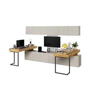Set Mobilier pentru Copii, TEEN FLEX SET6A, 300x150x193 h cm,  Silk Flou/Stejar Hikory