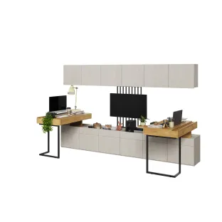 Set Mobilier pentru Copii, TEEN FLEX SET6B, 300x110x193 h cm,  Silk Flou/Stejar Hikory