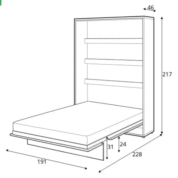 Lenart BED CONCEPT 180x200 cm  - Pat rabatabil de perete vertical cu mecanism pneumatic si somiera inclusa picture - 14