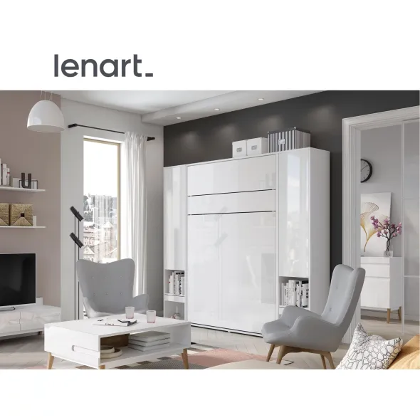 Lenart BED CONCEPT - Ansamblu Pat rabatabil de perete vertical cu mecanism pneumatic 160x200 si 2 dulapuri picture - 2