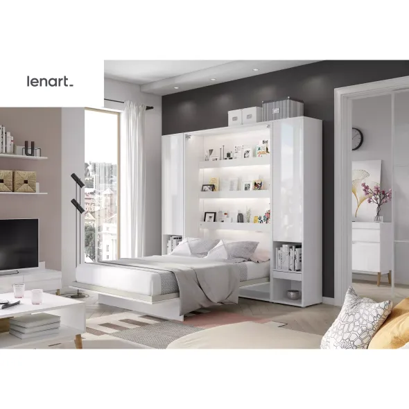 Lenart BED CONCEPT - Ansamblu Pat rabatabil de perete vertical cu mecanism pneumatic 160x200 si 2 dulapuri picture - 1