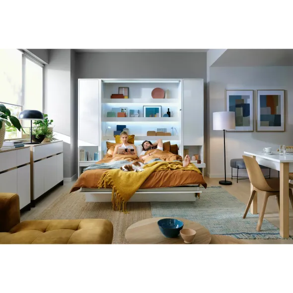 Lenart BED CONCEPT - Ansamblu Pat rabatabil de perete vertical cu mecanism pneumatic 180x200 si 2 dulapuri picture - 8