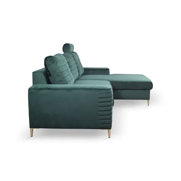 Coltar Extensibil Collin, Stofa tip Catifea Verde Velutto 27, 252x165x117 H cm picture - 2