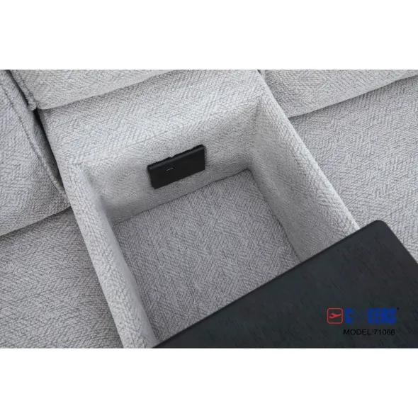 COLTAR KELVIN 71066TZ, 2 Reclinere Electrice, Masuta si Soundbar, 338x224x107 h cm,  Stofa, Gri Deschis picture - 7