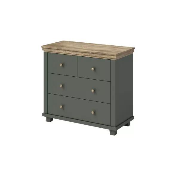 Comoda Evora 4 Sertare, 90x42x81 cm Verde/Stejar Lefkas picture - 3