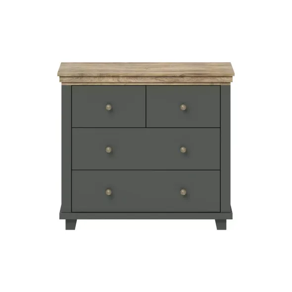 Comoda Evora 4 Sertare, 90x42x81 cm Verde/Stejar Lefkas picture - 1