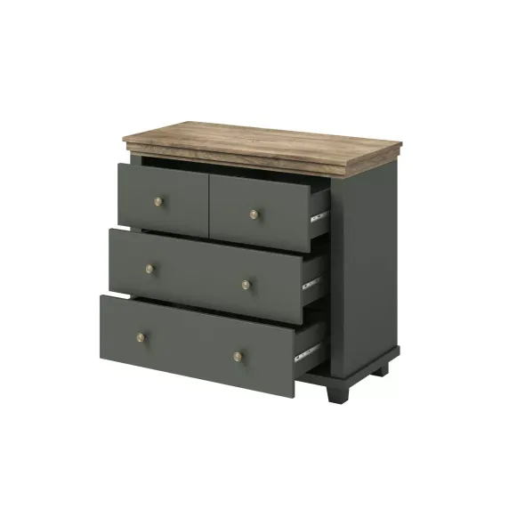 Comoda Evora 4 Sertare, 90x42x81 cm Verde/Stejar Lefkas picture - 4