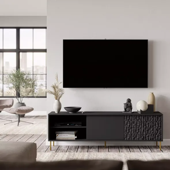 Comoda TV Bravo RTV1, 180x41x58 cm, Neagra picture - 1