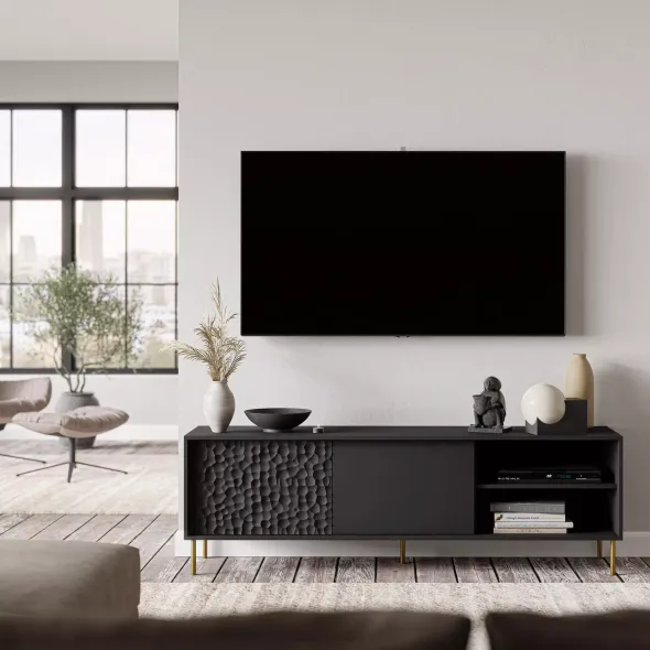 Comoda TV Bravo RTV1, 180x41x58 cm, Neagra picture - 3