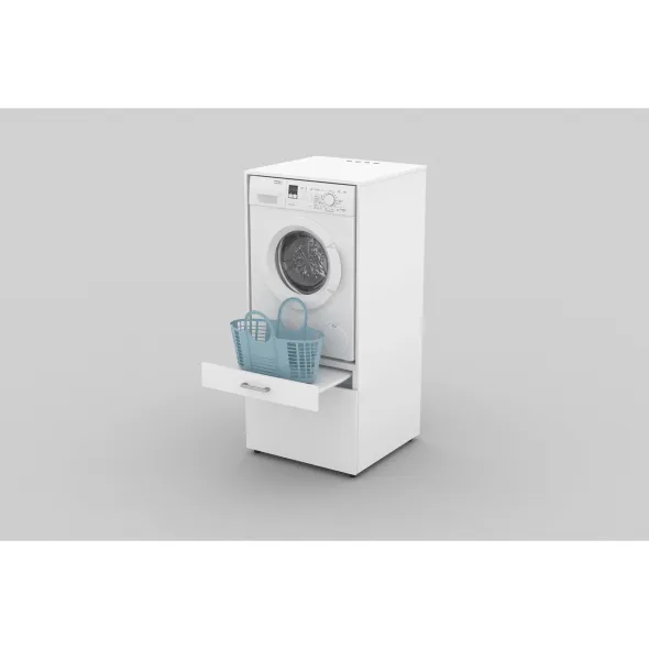 Dulap Cu Sertare Pentru Masina de Spalat Haine/Uscator, AZA - 3097ME60, 67x65x144 cm - Alb picture - 2