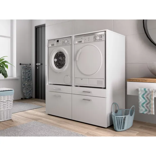 Dulap Cu Sertare Pentru Masina de Spalat Haine/Uscator, AZA - 3097ME60, 67x65x144 cm - Alb picture - 5