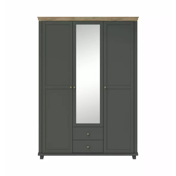 Dulap Evora, 3 usi, Oglinda, 154x62x216 cm Verde/Stejar Lefkas picture - 5