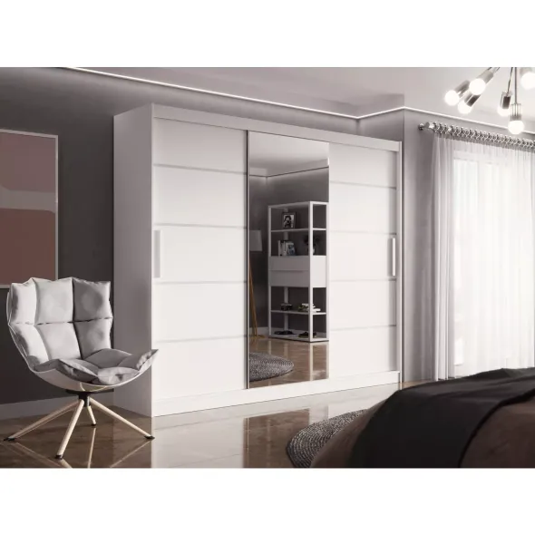 Dulap Usi Culisante Aston VI,  250x58x215 cm, Alb Mat picture - 1