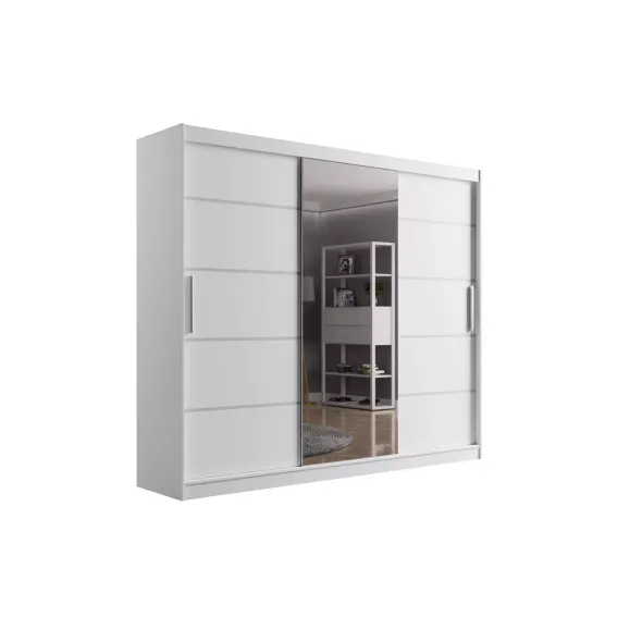 Dulap Usi Culisante Aston VI,  250x58x215 cm, Alb Mat picture - 2
