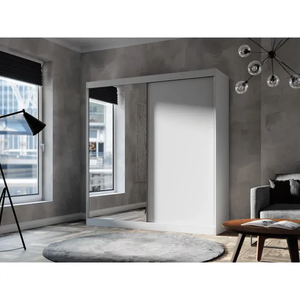 Dulap Usi Culisante Basti I, 200x58x215 cm, Alb Mat picture - 1