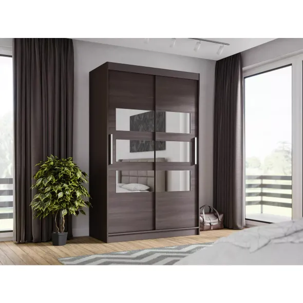 Dulap Usi Culisante Miami V, 120x58x200 cm, Wenge Ciocolata picture - 1