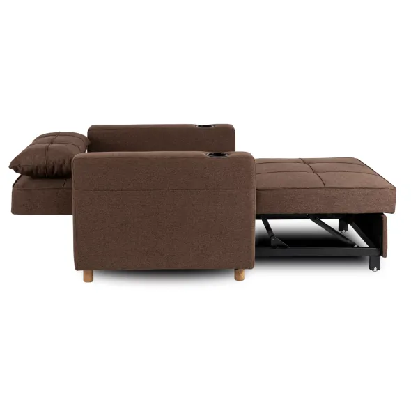 Fotoliu Extensibil Sanya, 99x92-186x84 h cm, Stofa, Maro picture - 4