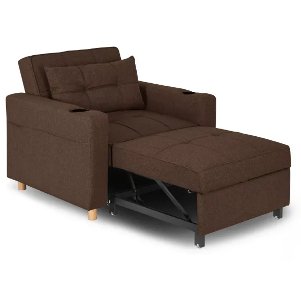 Fotoliu Extensibil Sanya, 99x92-186x84 h cm, Stofa, Maro picture - 1