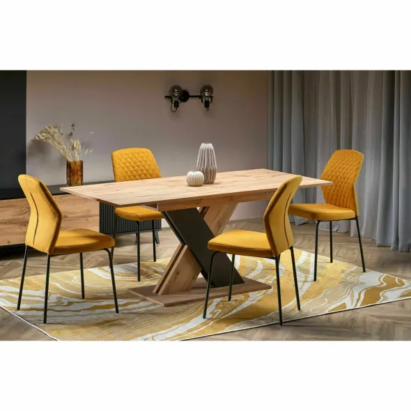 Masa Extensibila Xanthi 130 cm Stejar Wotan/Negru picture - 4