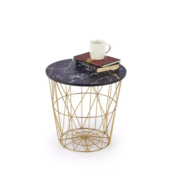 Masuta Cafea Hagen 223 G Ø42x41 cm, Auriu/Negru Marmura picture - 6
